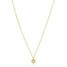 ZINZI Gold 14 krt gouden schakelkettinkje 43cm met sierlijke ronde hanger, bezet met witte zirconia ZGC371