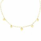 ZINZI Gold 14 krt gouden collier 45cm met trendy paperclip schakels 1,8mm breed en vijf gladde harten 9mm ZGC342