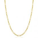 ZINZI Gold 14 karaat gouden collier met bewerkte paperclip-schakels en ovale schakels van 3,5mm breed 45cm ZGC494
