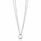 ZINZI zilveren ketting 45cm met een luxe hart van 14mm bezet met witte zirconia's, trendy aan de ketting verbonden 40-45cm ZIC2507