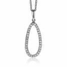 ZINZI zilveren hanger 33mm ovale vorm met witte zirconia's ZIH2038 (zonder collier)