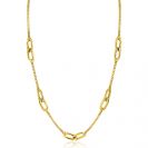 ZINZI gold plated zilveren ketting met gourmet schakels, afgewisseld met grotere ovale schakels 42-45cm ZIC2412G