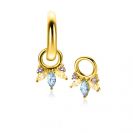 10mm ZINZI gold plated zilveren oorbedels met vijf speelse zettingen in aflopende grootte, bezet met paarse, champagne en blauwe kleurstenen ZICH2633BC (zonder oorringen)
