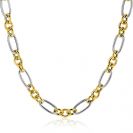 ZINZI bicolor schakelketting 7mm breed met jasseron en ovale schakels 45cm ZIC2667