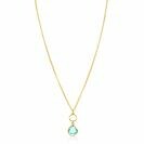 ZINZI gold plated zilveren ketting met open rondje en ovale hanger, bezet met turquoise kleursteen 40-45cm ZIC2716G