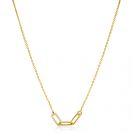 ZINZI gold plated zilveren schakel ketting 45cm met drie paperclip schakels, glad bewerkt witte zirconia's ZIC2330Y