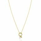 ZINZI gold plated zilveren ketting met ronde sluitring en twee luxe bedels 42-45cm ZIC2738