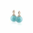 ZINZI zilveren oorbedels rosé verguld parel turquoise ZICH266TR (zonder oorringen)