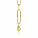 37mm ZINZI gold plated zilveren hanger met trendy open ovale vorm en peervormige hanger groen peridot ZIH2430 (zonder collier)
