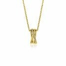 ZINZI gold plated zilveren ketting 42–45cm met luxe cross-over hanger (16mm) bezet met witte zirkonia's ZIC1790Y