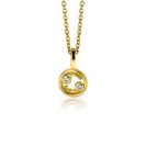 9mm ZINZI gold plated zilveren Kreeft sterrenbeeldhanger bezet met witte zirconia ZIHY-KRE (zonder collier)