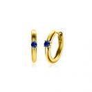 SEPTEMBER oorringen 13mm gold plated met geboortesteen blauw saffier zirconia
