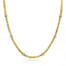 ZINZI gold plated zilveren vierkante schakel ketting 6mm breed afwisselend bezet met witte zirkonia's 45cm ZIC2678Y