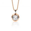 ZINZI zilveren rosé vergulde hanger rond witte zirconia ZIH3