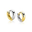 12mm ZINZI bicolor zilveren gladde oorringen met 3mm buisdikte, aan twee zijden te dragen en luxe klapsluiting ZIO2835