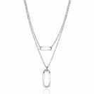 ZINZI zilveren multilook ketting 43cm met figaro en jasseron schakels en open ovale hangers ZIC2534