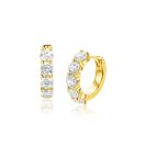 16mm ZINZI goldplated zilveren tennis oorringen bezet met vijf ronde witte zirkonia's, 4mm buisdikte en luxe klapsluiting ZIO2808