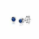 SEPTEMBER oorknoppen 4mm zilver met geboortesteen blauw saffier zirconia
