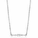 ZINZI zilveren ketting 45cm met staafje rond vierkant rechthoek wit ZIC2044