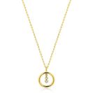 ZINZI gold plated zilveren ketting 45cm met ronde hanger en drie fonkelende witte zirkonia's ZIC2820Y
