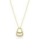 ZINZI goldplated zilveren ketting 45cm met stijlvolle dubbele hanger, bezet met witte zirconia's ZIC2806Y