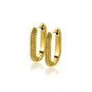 20mm ZINZI gold plated zilveren oorringen in ovale vorm met bolletjes structuur en luxe klapsluiting ZIO2694G