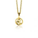 9mm ZINZI gold plated zilveren Leeuw sterrenbeeldhanger bezet met witte zirconia ZIHY-LEE (zonder collier)