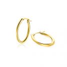 28mm ZINZI gold plated zilveren oorringen met organisch gevormde buis 3mm breed en handige bovensluiting ZIO2700G