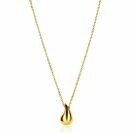 ZINZI gold plated zilveren jasseron ketting 42-45cm met organisch gevormde hanger 18mm ZIC2636G