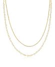 ZINZI goldplated zilveren dubbele schakelketting 40–45cm met fijne hartvormige schakels ZIC2775G