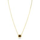 ZINZI goldplated zilveren ketting 45cm met achthoekige hanger bruine kleursteen ZIC2803