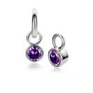 FEBRUARI oorbedels, zilver met geboortesteen paars amethist zirconia (excl. oorringen)
