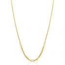 ZINZI gold plated zilveren ketting met gourmet schakels in verschillende breedtes, gecombineerd met drie rechthoekige baguette geslepen zirconia's 42-45cm ZIC2410