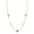 ZINZI gold plated zilveren collier 45cm met drie klavervormige zettingen met bruine kleurstenen ZIC2772