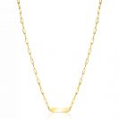 ZINZI gold plated zilveren ketting met paperclip-schakels en glanzend rechthoekig plaatje om te graveren 42-45cm ZIC2530G