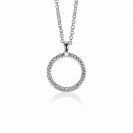 ZINZI zilveren ronde hanger 22mm gedraaid witte zirconia ZIH2128 (zonder collier)