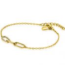 ZINZI gold plated zilveren schakel armband met drie paperclip schakels, glad bewerkt witte zirconia's ZIA2330Y