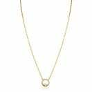 ZINZI gold plated zilveren ketting 42–45cm met ronde open hanger (12mm) en bezet met witte zirkonia's ZIC2725Y