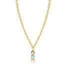 ZINZI gold plated zilveren schakel ketting 43-45cm met luxe hanger (30mm) van drie vierkante zettingen bezet met roze en turquoise kleurstenen ZIC2454