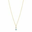 ZINZI gold plated zilveren ketting 42-45cm met luxe peervormige hanger met lichtblauwe kleursteen en witte zirkonia ZIC2744