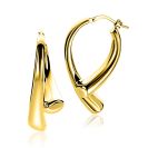 35mm ZINZI goldplated zilveren grote oorringen in organische druppelvorm met vloeiende lijnen en handige bovensluiting ZIO2786G