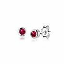 JULI oorknoppen 4mm zilver met geboortesteen rood robijn zirconia
