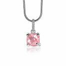 ZINZI zilveren hanger vierkant roze ZIH1470R (zonder collier)