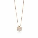 ZINZI zilveren ketting 45cm rosé verguld met hanger 17mm rond wit ZIC1592R