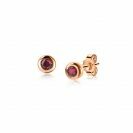 ZINZI zilveren rosé vergulde oorknoppen 4mm rode kleursteen ZIO1177RR