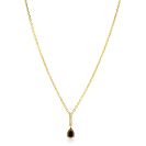 ZINZI goldplated zilveren ketting 45cm met bruine druppelvormige kleursteen ZIC2804