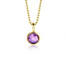 FEBRUARI hanger 8mm gold plated geboortesteen paars amethist zirconia (zonder collier)