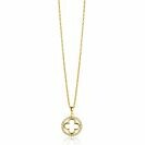ZINZI gold plated zilveren anker ketting met luxe klaver hanger (15mm) rondom bezet met witte zirconia's 45-48cm ZIC2617Y