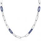 ZINZI zilveren ketting met paperclip-schakels en trendy schakels in lapis blauw 45cm ZIC2549