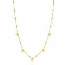 ZINZI gold plated zilveren ankerketting met kleine bolletjes en vijf gladde hartjes 42-45cm ZIC2531G